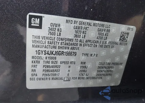 2016 Cadillac Escalade Esv Premium Collection z USA, uszkodzony, nr VIN 1GYS4JKJ6GR156679